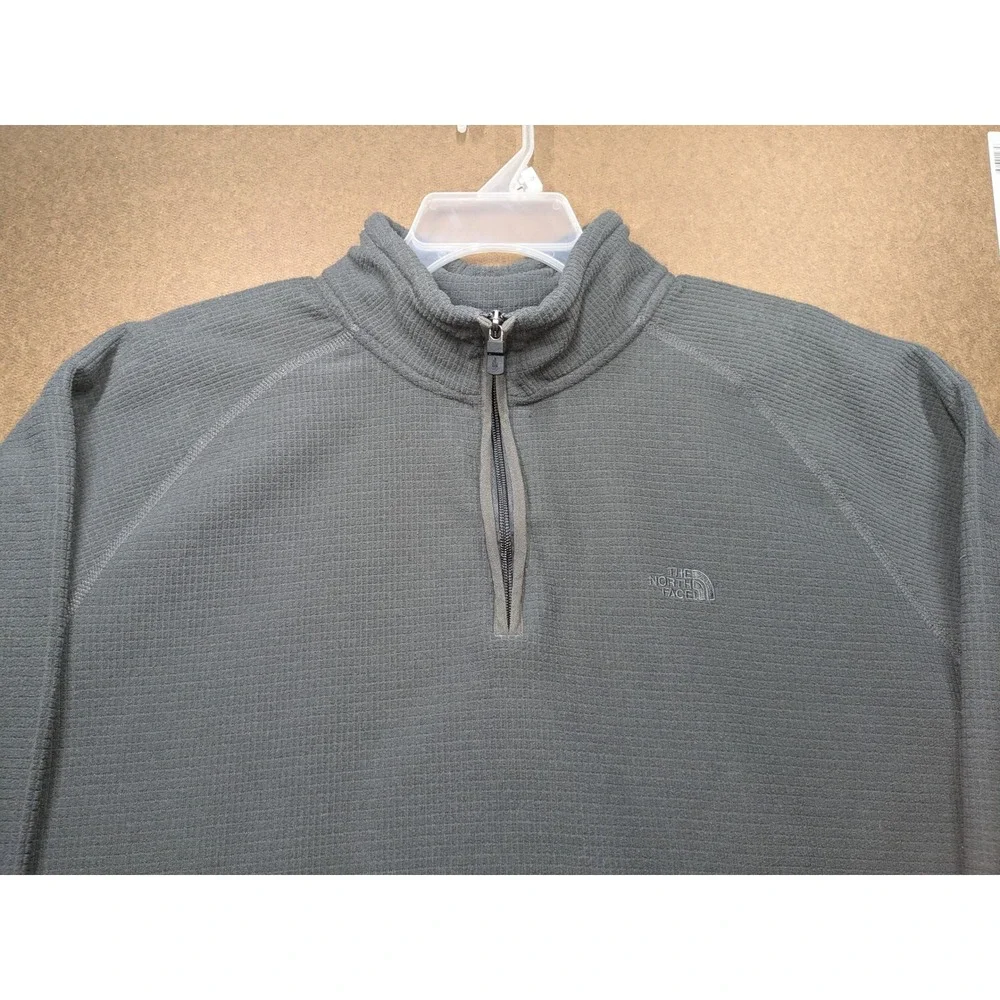 The North Face Mens XL Gray Waffle Knit Quarter Zip Fleece Pullover Jacket